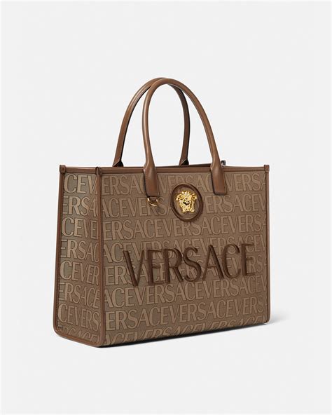 versace leather tote bag|versace allover large tote bag.